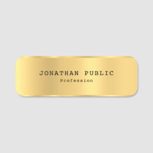 Glamorous Gold Template Modern Simple Excellent Name Tag