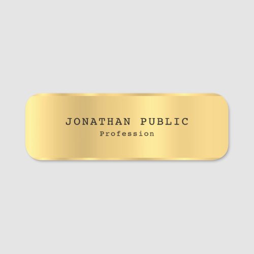 Glamorous Gold Template Modern Simple Excellent Name Tag