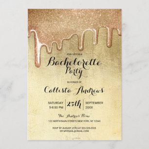Glamorous Gold Thick Glitter Drips Bachelorette Invitation