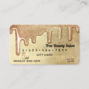 Glamorous Gold Thick Glitter Drips Gift Credit Business Card