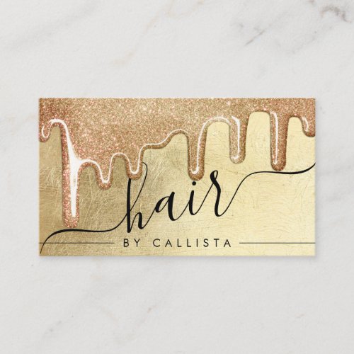 Glamorous Gold Thick Glitter Drips Hair Business Card