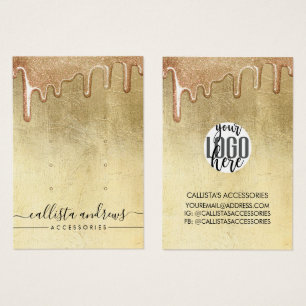 Glamorous Gold Thick Glitter Drips Logo Earring