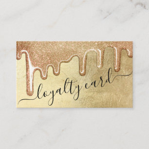 Glamorous Gold Thick Glitter Drips Loyalty Card