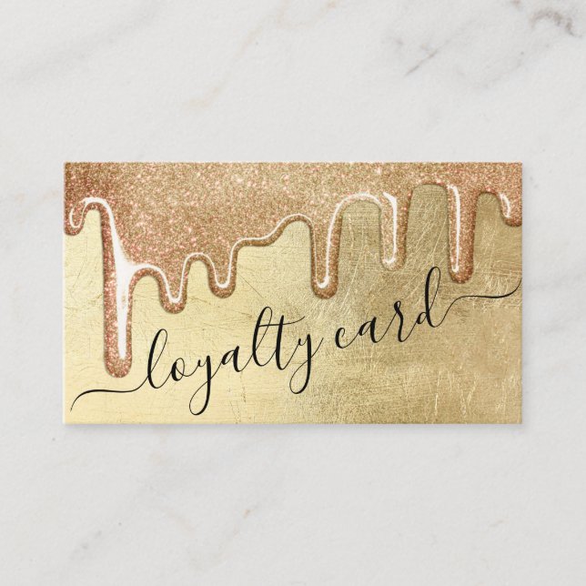 Glamorous Gold Thick Glitter Drips Loyalty Card (Front)
