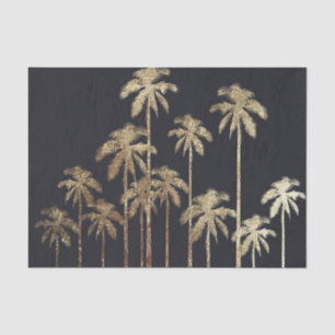 Glamorous Gold Tropical Palm Trees on Black Tissue Paper