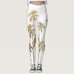 Glamorous Gold Tropical Palm Trees on White Leggings<br><div class="desc">This glamorous and modern faux printed gold palm trees on white is perfect for the trendy and stylish individual. Its contemporary and tropical print is great for many gifts and occasions. Enjoy this swanky and exotic design for your next purchase!</div>