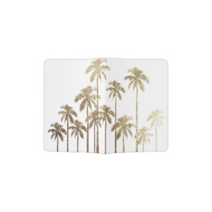 Glamorous Gold Tropical Palm Trees on White Passport Holder