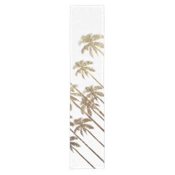 Glamorous Gold Tropical Palm Trees On White Short Table Runner by BlackStrawberry_Co at Zazzle
