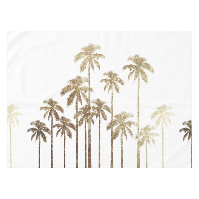 Glamorous Gold Tropical Palm Trees on White Tablecloth (Front (Horizontal))