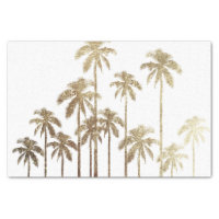 Glamorous Gold Tropical Palm Trees on White Tissue Paper