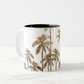 Glamorous Gold Tropical Palm Trees on White Two-Tone Coffee Mug (Front Left)
