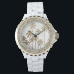 Glamorous Gold Tropical Palm Trees on White Watch<br><div class="desc">This glamorous and modern faux printed gold palm trees on white is perfect for the trendy and stylish individual. Its contemporary and tropical print is great for many gifts and occasions. Enjoy this swanky and exotic design for your next purchase!</div>