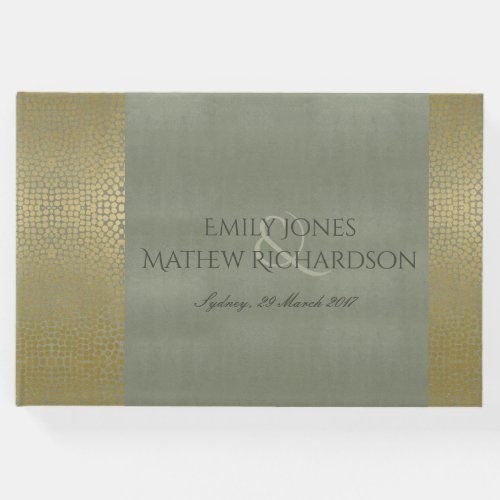 GLAMOROUS GOLD VELVET GREY MOSAIC DOT PERSONALISED GUEST BOOK