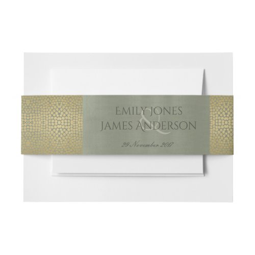 GLAMOROUS GOLD  VELVET GREY MOSAIC DOTS MONOGRAM INVITATION BELLY BAND