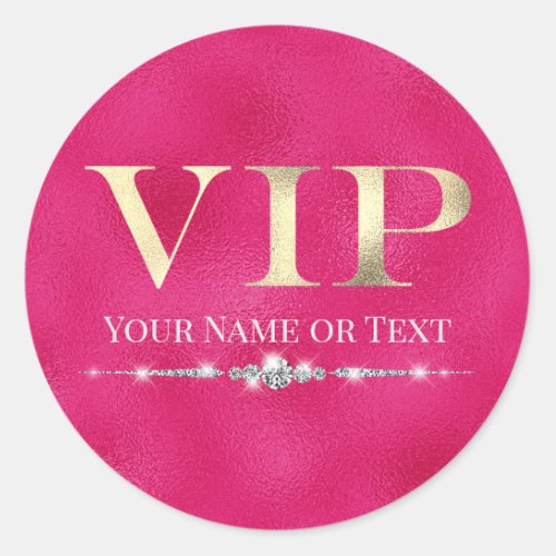 Glamorous Gold VIP on Hot Pink Classic Round Sticker