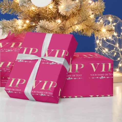 Glamorous Gold VIP on Hot Pink Wrapping Paper