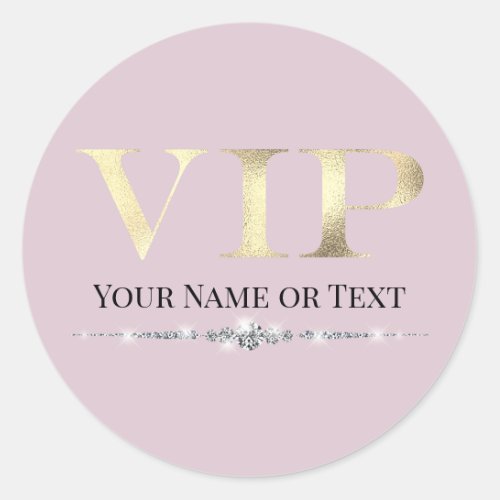Glamorous Gold VIP on Pink Classic Round Sticker