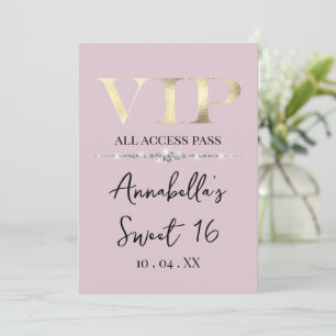 Glamorous Gold VIP on Pink Invitation