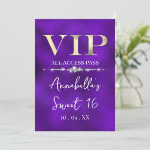 Glamorous Gold VIP on Purple Invitation