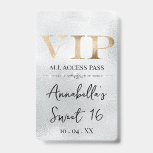 Glamorous Gold VIP on Silver Badge