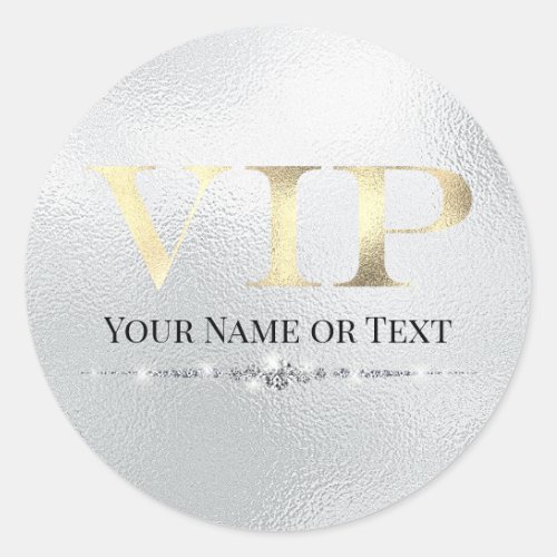Glamorous Gold VIP on Silver Classic Round Sticker