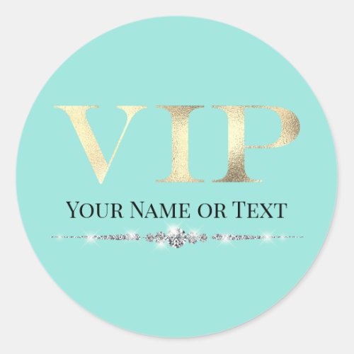 Glamorous Gold VIP on Teal Classic Round Sticker