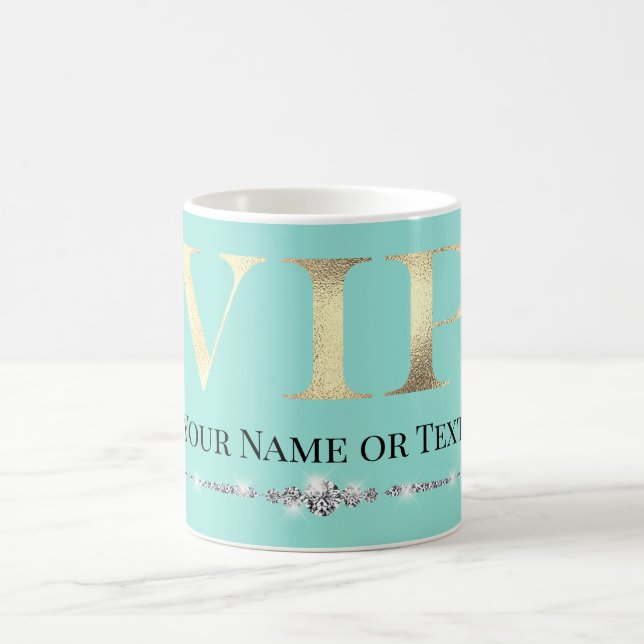 Glamorous Gold VIP on Teal Coffee Mug (Center)