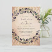 Glamorous Gold Watercolor Olive Branches Invitation (Standing Front)