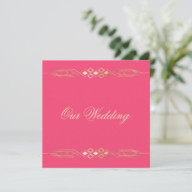 Glamorous Gold Wedding Invitation (Standing Front)