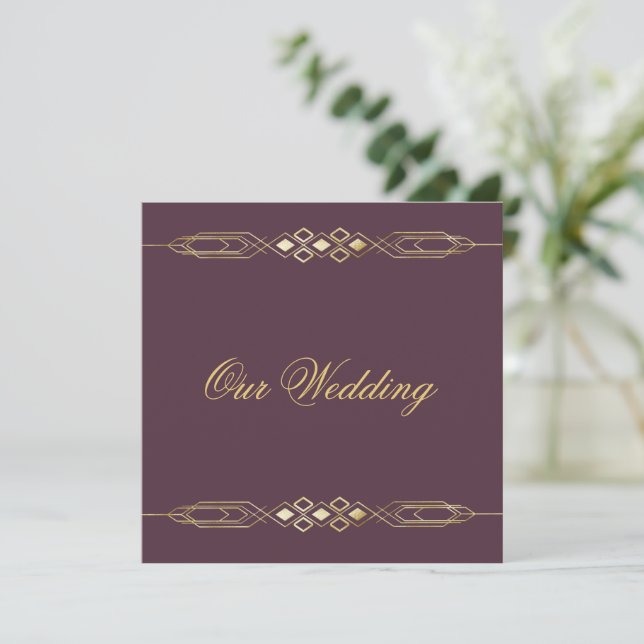 Glamorous Gold Wedding Invitation (Standing Front)