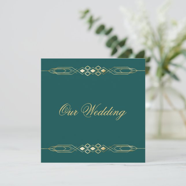 Glamorous Gold Wedding Invitation (Standing Front)