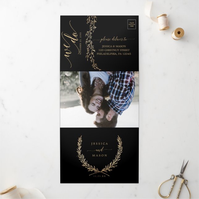 Glamorous Gold Wedding Invitation Set (Outside)