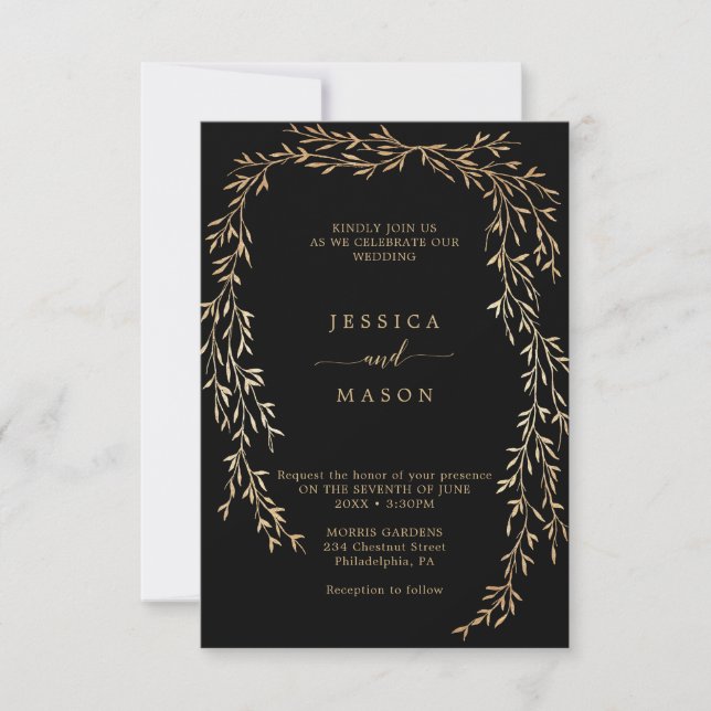 Glamorous Gold Wedding Invitations (Front)