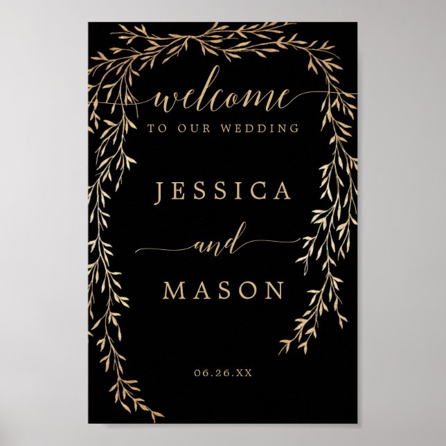 Glamorous Gold Wedding Welcome Sign (Front)