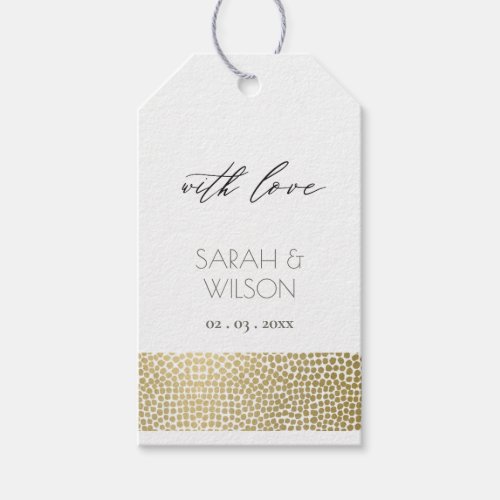 GLAMOROUS GOLD WHITE DOTS MOSAIC MONOGRAM GIFT TAGS