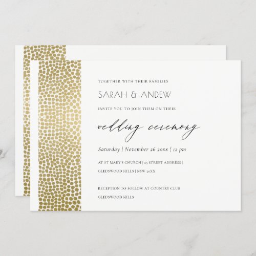 GLAMOROUS GOLD WHITE DOTS MOSAIC WEDDING INVITATION