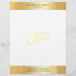 Glamorous Gold White Elegant Monogram Template Letterhead<br><div class="desc">Glamorous Gold White Elegant Monogram Template Simple Modern Letterhead.</div>