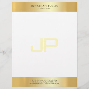 Glamorous Gold White Elegant Monogram Template Letterhead