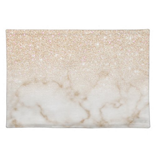 Glamorous Gold White Glitter Marble Gradient Ombre Cloth Placemat