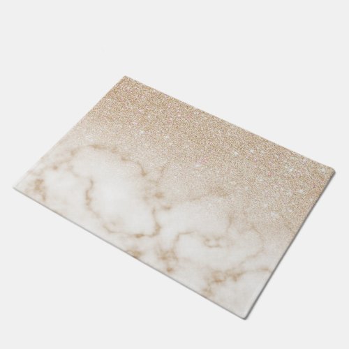 Glamorous Gold White Glitter Marble Gradient Ombre Doormat
