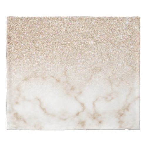 Glamorous Gold White Glitter Marble Gradient Ombre Duvet Cover