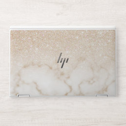 Glamorous Gold White Glitter Marble Gradient Ombre HP Laptop Skin