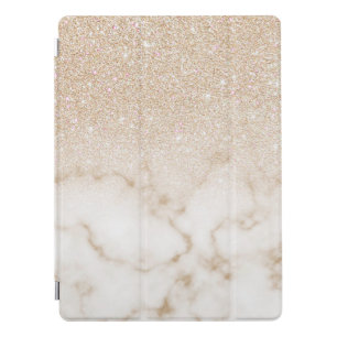 Glamorous Gold White Glitter Marble Gradient Ombre iPad Pro Cover