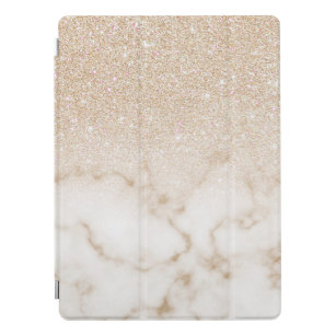 Glamorous Gold White Glitter Marble Gradient Ombre iPad Pro Cover