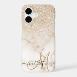 Glamorous Gold White Glitter Marble Gradient Ombre iPhone 17 Case