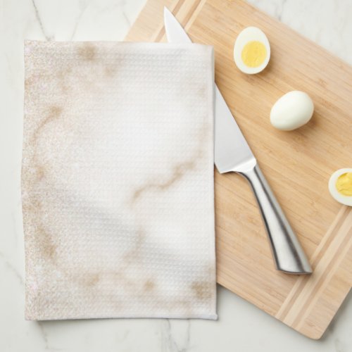 Glamorous Gold White Glitter Marble Gradient Ombre Kitchen Towel