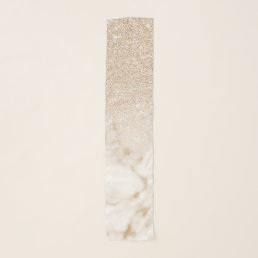 Glamorous Gold White Glitter Marble Gradient Ombre Scarf
