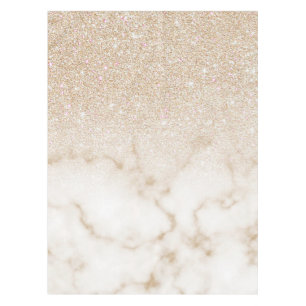 Glamorous Gold White Glitter Marble Gradient Ombre Tablecloth
