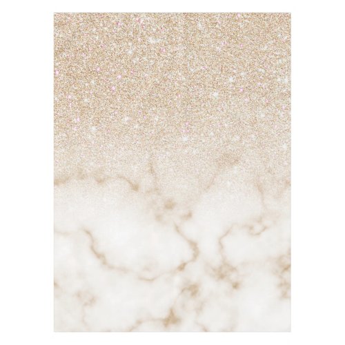 Glamorous Gold White Glitter Marble Gradient Ombre Tablecloth