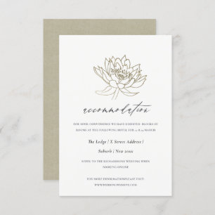 GLAMOROUS GOLD WHITE LOTUS FLORAL ACCOMMODATION INVITATION